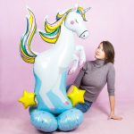 Шар 3D (50''/127 см) Фигура на подставке, Радужный единорог, 1 шт. в уп., 19901