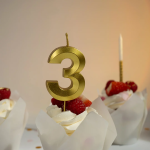 Свеча Цифра, 3 Грани, Золото, Металлик, 4,2*6 + 4,5 см, 1 шт. с держат., 803163