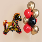 Шар (32''/81 см) Фигура, Лошадка Золотая роспись, 1 шт. в уп., 943135