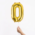 Шар с клапаном (16''/41 см) Мини-цифра, 0, Золото, Металлик, 1 шт., R3170