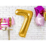 Шар (34''/86 см) Цифра, 7 ЭКО, Золото, 1 шт. в уп., 29687