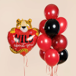 Шар (29''/74 см) Сердце, Влюбленный леопард, 1 шт., 25568