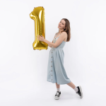 Шар (40''/102 см) Цифра, 1, Золото, Металлик, 1 шт. в уп., 26481