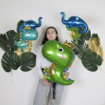 Шар с клапаном (17''/43 см) Мини-фигура, Динозаврик в короне, Бирюзовый, 1 шт., 23262