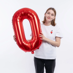 Шар (32''/81 см) Цифра, 0, Красный, 1 шт. в уп., 131380