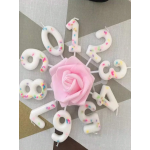 Свеча Цифра, 5 Сладкое конфетти, на шпажке, Белый, 5 + 7 см, 1 шт. с держат., 802845