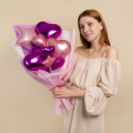 Шар с клапаном (10''/25 см) Мини-сердце, Розовый, 1 шт., 27238