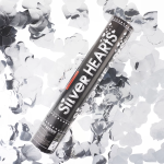 Пневмохлопушка (12/30 см), Сердца фольга, Серебро, 1 шт., 823121