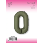 Шар (40''/102 см) Цифра, 0 Slim, Оливковый, Матовый, 1 шт. в уп., B901910MOL