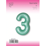 Шар (40''/102 см) Цифра, 3 Slim, Тиффани, Сатин, 1 шт. в уп., B901913STU