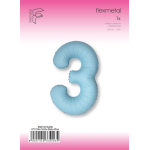 Шар (40''/102 см) Цифра, 3 Slim, Светло-голубой, Матовый, 1 шт. в уп., B901913MAB