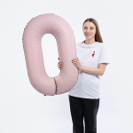 Шар (40''/102 см) Цифра, 0 Slim, Пыльная роза, Сатин, 1 шт. в уп., C901910SDR