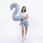 Шар (40''/102 см) Цифра, 2 Slim, Небесный, 1 шт. в уп., 941124