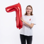 Шар (32''/81 см) Цифра, 7, Красный, 1 шт. в уп., 131387