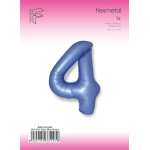 Шар (40''/102 см) Цифра, 4 Slim, Синий хром, Сатин, 1 шт. в уп., B901914SAR