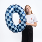 Шар (34''/86 см) Цифра, 0 Клеточки, Голубой/Синий, 1 шт. в уп., 26630