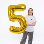 Шар (50''/127 см) Цифра, 5 XXL, Золото, 1 шт. в уп., 131165