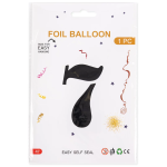 Шар (40''/102 см) Цифра, 7, Черный, Металлик, 1 шт. в уп., 27357