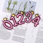 Свеча Цифра, 4 Золотая корона, на шпажке, Розовый, Металлик, 4,5*7 + 3,5 см, 1 шт. с держат., 802814