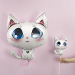 Шар (32''/81 см) Фигура, Котенок, Белый, 1 шт. в уп., 20125