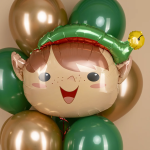 Шар (30''/76 см) Фигура, Голова, Веселый Эльф, 1 шт., 901897