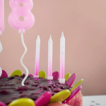 Свечи Серебряные искры, Белый/Розовый, Градиент, с блестками, 0,7*8 см, 6 шт. с держат., 802961