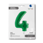 Шар (40''/102 см) Цифра, 4, Зеленый, 1 шт. в уп., 034GR-P