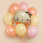 Шар (26''/66 см) Фигура, Зайка с цветком, Сатин, 1 шт., 23376