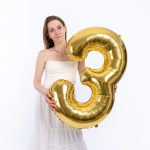 Шар (40''/102 см) Цифра, 3 Slim, Золото, 1 шт. в уп., B901913O