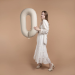 Шар (40''/102 см) Цифра, 0 Slim, Кремовый Латте, Матовый, 1 шт., 901910MCL