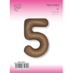 Шар (40''/102 см) Цифра, 5 Slim, Шоколад, Матовый, 1 шт. в уп., B901915MCH