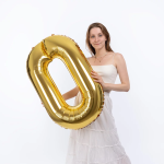 Шар (40''/102 см) Цифра, 0 Slim, Золото, 1 шт., 901910O