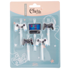 Набор свечей Фигура, Геймпад, Игра начинается, 3*2 + 4 см, 5 шт. с держат., 629273