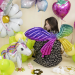 Шар (23''/58 см) Фигура 3D, Единорог, Звездная радуга, Белый, 1 шт. в уп., 15104P