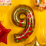 Шар (34''/86 см) Цифра, 9 Мая, День Победы, Золото, 1 шт. в уп., R905