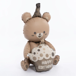 Шар (23''/58 см) Фигура 3D, Мишка с капкейком, Бежевый, Сатин, 1 шт. в уп., 24873