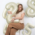 Шар (40''/102 см) Цифра, 5, Белый песок, Сатин, 1 шт. в уп., 27165