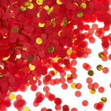 Конфетти купаж, Круг, фольга и тишью, Красно-золотой микс, Металлик, 1 см, 50 г., 6015313