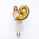 Шар (40''/102 см) Цифра, 9, Золото, 1 шт., 901769O