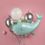 Шар (36''/91 см) Фигура, Кит в короне, 1 шт. в уп., 23874P