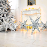 Шар 3D (26''/66 см) Звезда, Составная, Серебро, 1 шт. в уп., 222193