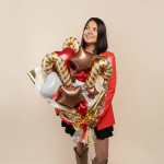 Шар с клапаном (17''/43 см) Мини-фигура, Леденец трость, Золото, 5 шт. в уп., 23159P5