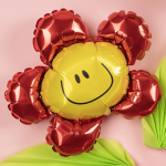 Шар (15''/38 см) Мини-цветок, Солнечная улыбка, Красный, 1 шт., 902548R