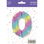 Шар (40''/102 см) Цифра, 0, Диагональная радуга, Градиент, 1 шт. в уп., B901760G