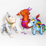 Шар (23''/58 см) Фигура 3D, Радужный единорог, Голубой, 1 шт. в уп., 20371