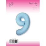 Шар (40''/102 см) Цифра, 9 Slim, Светло-голубой, Матовый, 1 шт. в уп., B901919MAB