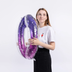 Шар (34''/86 см) Цифра, 0 Сияющий космос, Сиреневый, Градиент, 1 шт. в уп., 131020