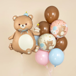 Шар (39''/99 см) Фигура, Мишка с кексиком, Коричневый, Сатин, 1 шт. в уп., 26417P