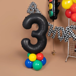 Шар (40''/102 см) Цифра, 3 Slim, Черный, Сатин, 1 шт. в уп., B901913SN