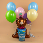 Шар (39''/99 см) Фигура 3D, Мишка с подарком (надув воздухом), 1 шт. в уп., 26121